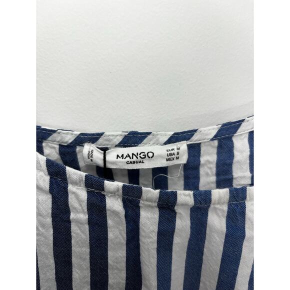 MANGO Blue & White Striped Button-Detail Tank - Picture 3 of 5